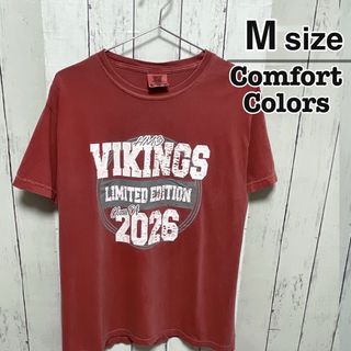 COMFORT COLORS　Tシャツ　レッド　ピンク　プリント　クルーネック(Tシャツ/カットソー(半袖/袖なし))