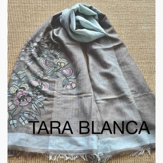 【新品・タグ付き】花刺繍ストール TARA BLANCA アリー刺繍 シルク混(ストール/パシュミナ)