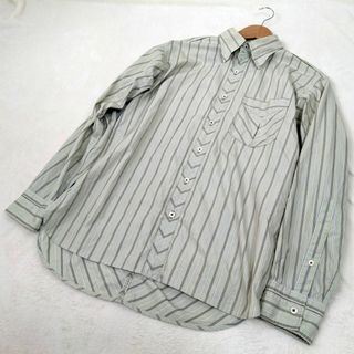 ポールスミス(Paul Smith)の【ポールスミス】長袖シャツ　綿100％　緑　ストライプ　Ｍ　コットン(Tシャツ/カットソー(七分/長袖))