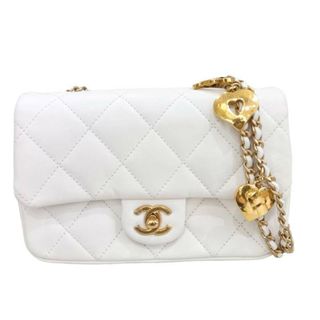 シャネル(CHANEL)の　シャネル CHANEL ミニマトラッセ20 AS34056 ホワイト　ゴールド金具 カーフ レディース ショルダーバッグ(ショルダーバッグ)