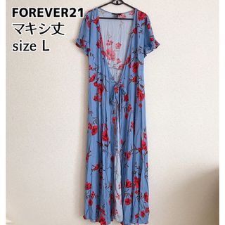 FOREVER 21 - FOREVER21 フォーエバー21 マキシ丈 花柄 半袖 カーディガン L