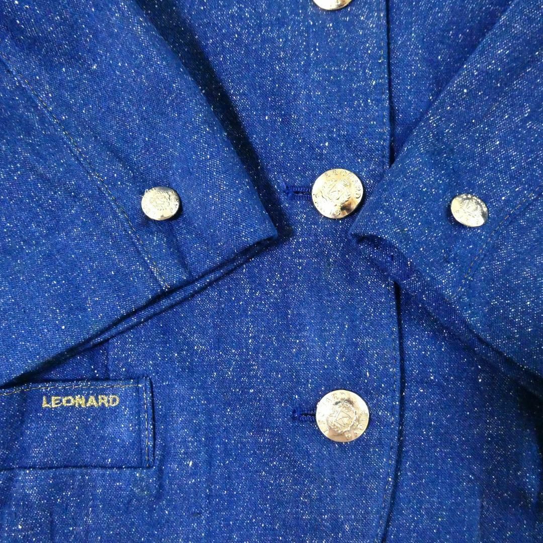 LEONARD(レオナール)の美品 レオナール 刺繍 シルク デニム ノーカラージャケット レディースのジャケット/アウター(ノーカラージャケット)の商品写真