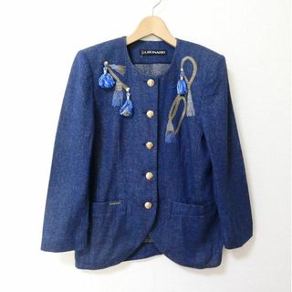 LEONARD - 美品 レオナール 刺繍 シルク デニム ノーカラージャケット