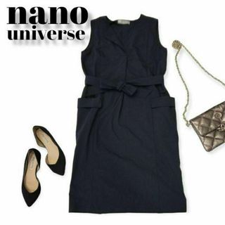 ナノユニバース(nano・universe)のナノユニバース　ノースリーブ　ロングワンピース　濃紺　リボン　レディース　服(ロングワンピース/マキシワンピース)