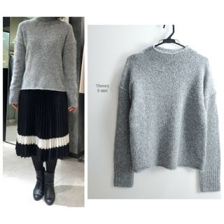 セオリー(theory)の美品☆19AW☆Theory セオリー アルパカ混 ニット ライトグレー(ニット/セーター)