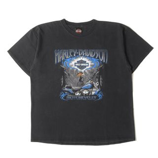 HARLEY-DAVIDSON ハーレーダビッドソン Tシャツ サイズ:XL 00s イーグル グラフィック クルーネック 半袖Tシャツ カナダ製 ブラック 黒 00年代 ヴィンテージ 古着 トップス カットソー【メンズ】【中古】(Tシャツ/カットソー(半袖/袖なし))