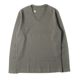 AKM - AKM エーケーエム Tシャツ サイズ:S Brown Bunny プレミアム ゴールドジャージー ロングスリーブ Vネック カットソー MIDDLE V-NECK L/S トップス 長袖 ロンT LUXE163 OF ONE COLLECTION カーキベージュ 日本製【メンズ】【中古】