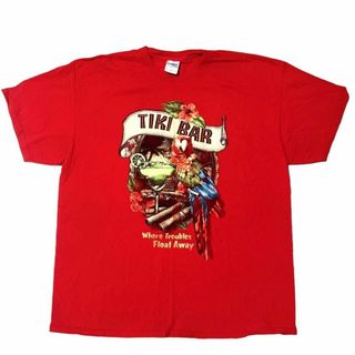 ギルタン(GILDAN)のUS古着 半袖Tシャツ TIKI BAR オウム カクテル 南国 e56(Tシャツ/カットソー(半袖/袖なし))