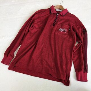 アダバット(adabat)の【アダバット】ゴルフウェア　トップス　長袖　3　L　シャツ　赤　ワンポイント刺繡(ウエア)