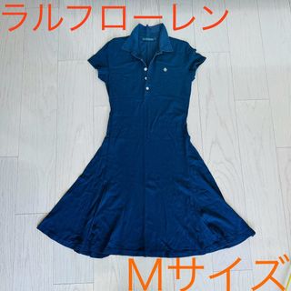 ラルフローレン(Ralph Lauren)のラルフローレン☆ フレアワンピース ネイビー Mサイズ 〜色褪せあります〜(ひざ丈ワンピース)