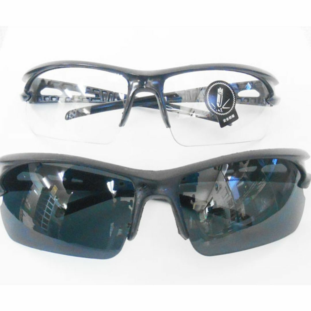 スポーツサングラス　2個セット　クリア　ブラウン　メンズ　アクリル　　フレーム　 メンズのファッション小物(サングラス/メガネ)の商品写真