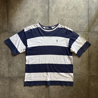 ラルフローレン(Ralph Lauren)の90s ラルフローレン ボーダーtシャツ M グレー×ネイビー(Tシャツ/カットソー(半袖/袖なし))