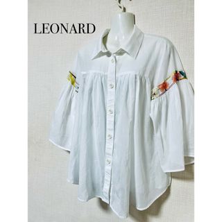 LEONARD レオナール カットソー 38 レディース★6061 ロールアップ