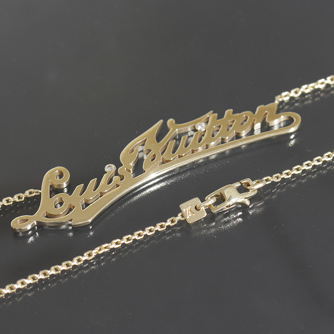 LOUIS VUITTON(ルイヴィトン)のルイヴィトン コリエID ロゴプレート ネックレス ダイヤ2P 750 K18 レディースのアクセサリー(ネックレス)の商品写真