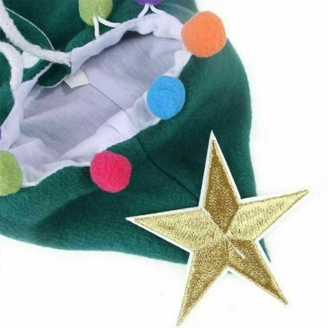 ケープ　フード付き　ワンちゃん　猫ちゃん　クリスマス用マントL　緑　星　着る毛布 その他のペット用品(猫)の商品写真