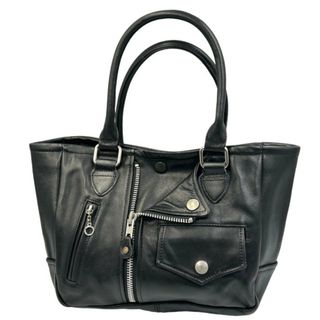 ショット(schott)のSchott ショット MINI RIDERS TOTE バッグ ユニセックス ライダース トート レザー ブラック  3129108 牛革 鞄 ミニバッグ かわいい 本革 中古 W1(トートバッグ)