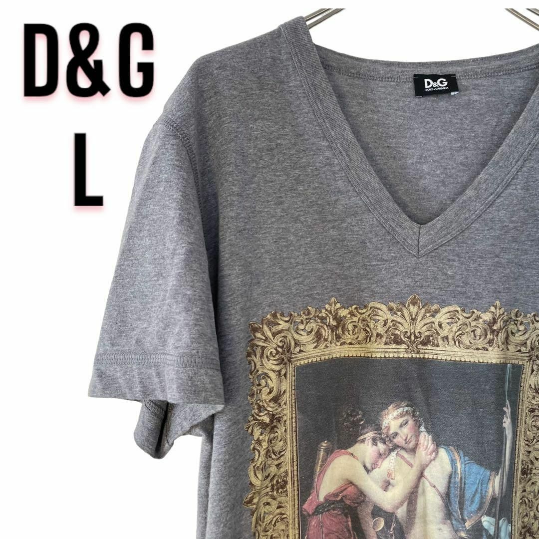 DOLCE&GABBANA(ドルチェアンドガッバーナ)のDOLCE &GABBANA Vネック Tシャツ 絵画 ヴィンテージ イタリア製 メンズのトップス(Tシャツ/カットソー(半袖/袖なし))の商品写真