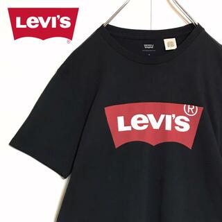 【美品】リーバイス　ビッグロゴ入りTシャツ　ブラック　Ｍ  H764(Tシャツ/カットソー(半袖/袖なし))