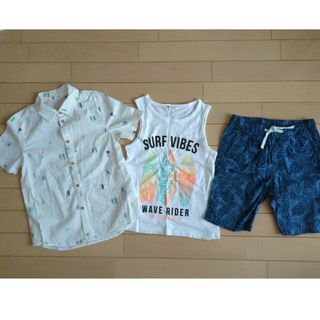 エイチアンドエム(H&M)のH＆Мキッズ120-130シャツタンクトップショートパンツ上下セット半袖短パン(Tシャツ/カットソー)