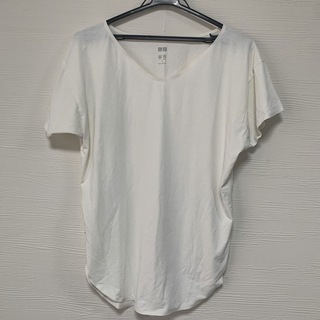 ユニクロ(UNIQLO)のUNIQLO  エアリズム　ＶネックロングＴ（半袖）(Tシャツ/カットソー(半袖/袖なし))