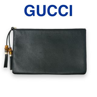 グッチ(Gucci)のグッチ バンブー クラッチバッグ タッセル レザー ブラック 黒 ユニセックス(クラッチバッグ)