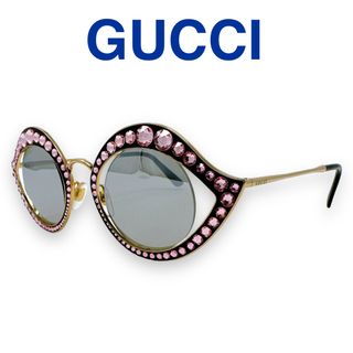 グッチ(Gucci)のグッチ GG0046S サングラス ゴールドフレーム ピンククリスタル ブランド(サングラス/メガネ)