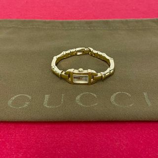 グッチ(Gucci)の極 美品 希少品 GUCCI グッチ シェリーライン バンブー モチーフ 金具 クォーツ ステンレス 腕時計 レディース ゴールド 32090(腕時計)