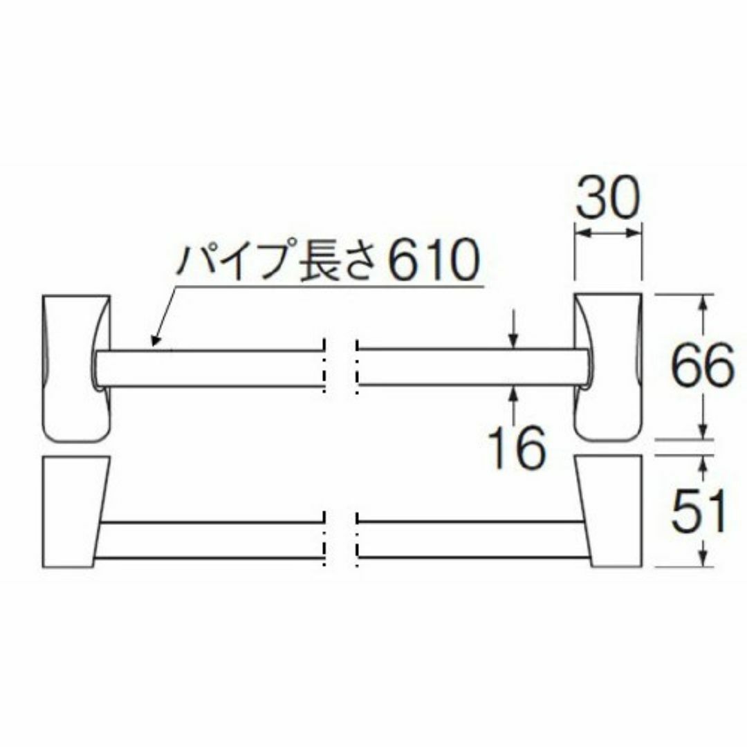 【サイズ:610ｍｍ】SANEI タオル掛け ステンレス製 ビス付き 610mm スマホ/家電/カメラの生活家電(その他)の商品写真