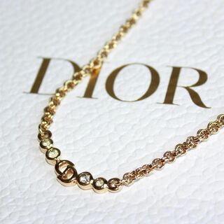 クリスチャンディオール(Christian Dior)のChristian Dior ディオール ストーン ロゴ ゴールド ネックレス(ネックレス)