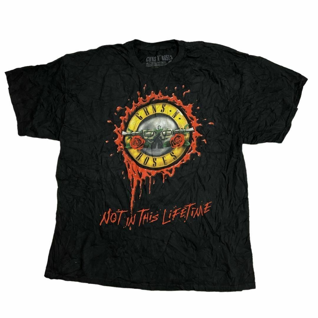 MUSIC TEE(ミュージックティー)のGUNS N' ROSES バンド半袖Tシャツ 拳銃 バラ ブラックw94 メンズのトップス(Tシャツ/カットソー(半袖/袖なし))の商品写真