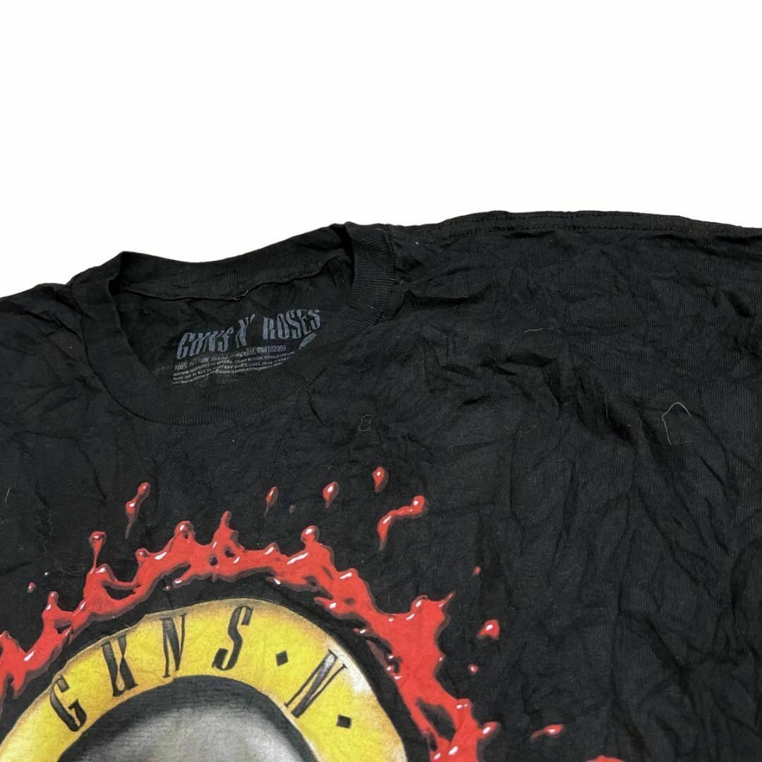 MUSIC TEE(ミュージックティー)のGUNS N' ROSES バンド半袖Tシャツ 拳銃 バラ ブラックw94 メンズのトップス(Tシャツ/カットソー(半袖/袖なし))の商品写真