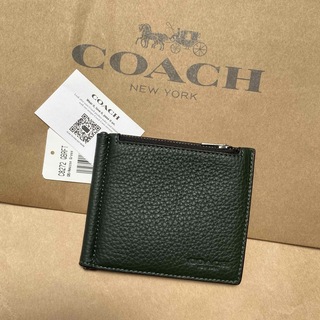 コーチ(COACH)のマネークリップ　折り財布　ミニ財布　二つ折り財布　コインケース　グリーン(マネークリップ)