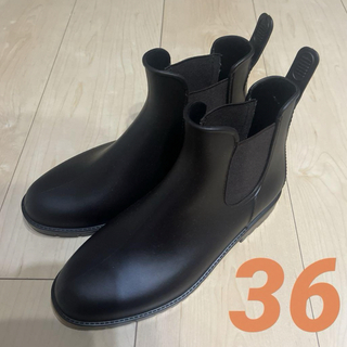レインブーツ　雨靴　サイドゴア　ブラウン　36  23.0cm(レインブーツ/長靴)