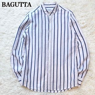 FINAMORE - BAGUTTA バンドカラーシャツ 長袖シャツ 綿麻 コットンリネン ストライプ