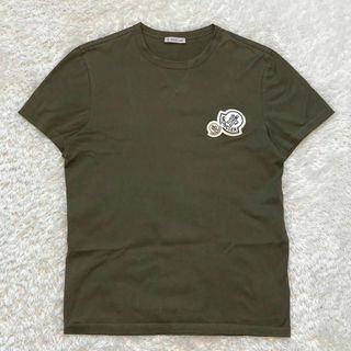 モンクレール(MONCLER)の［美品］MONCLER モンクレール　Tシャツ　ダブルワッペン　カーキ(Tシャツ/カットソー(半袖/袖なし))