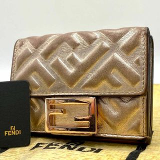 FENDI - ［美品］フェンディ　マイクロ　FF柄　コンパクトウォレット　ピンクゴールド