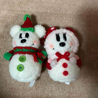 雪だるまミッキー　ミニー　ぬいば　ディズニー(キャラクターグッズ)