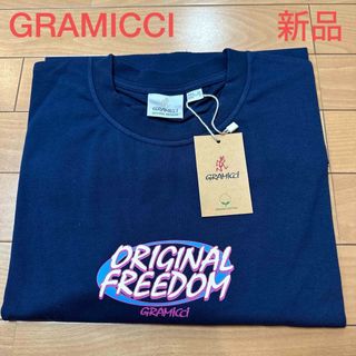 新品　グラミチ　プリントTシャツ　オーガニックコットン　ネイビー　サイズXL