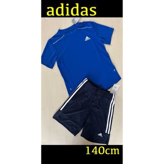 アディダス(adidas)の新品タグ付き　adidasアディダス　140cmセットアップ ブルー×ネイビー(Tシャツ/カットソー)