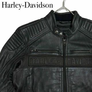 ハーレーダビッドソン(Harley Davidson)のハーレーダビッドソン レザー ライダース 革ジャン ブラック 黒 バイク メンズ(ライダースジャケット)