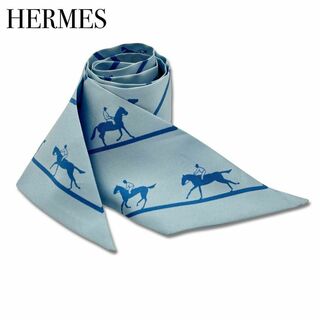 エルメス(Hermes)のエルメス シルク100% ツイリー リボンスカーフ レディース ライトブルー(バンダナ/スカーフ)