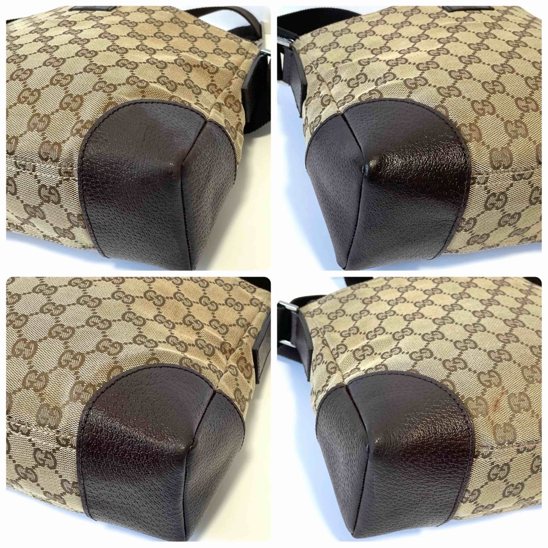 Gucci(グッチ)のGUCCI グッチ　ショルダーバッグ　GGキャンバス×レザー　ブラウン レディースのバッグ(ショルダーバッグ)の商品写真