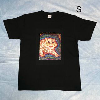 ルイス・ウェイン　サイケデリック・キャット　綿Tシャツ黒　Sサイズ　SML有り(Tシャツ/カットソー(半袖/袖なし))