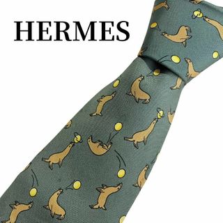 エルメス(Hermes)のHERMES エルメス ネクタイ ブランド アシカ グリーン 緑 オシャレ(ネクタイ)