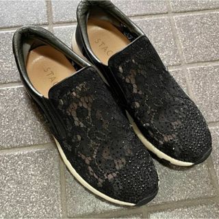 STACCATO - スタッカート ビジュー スリッポン　 レース　 スニーカー　24.5cm