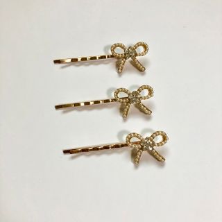 3個セット　リボンヘアピン新品(ヘアピン)