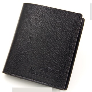 メンズ　黒　二つ折り財布　カード　おしゃれ　かっこいい　シンプル　ブラック(折り財布)