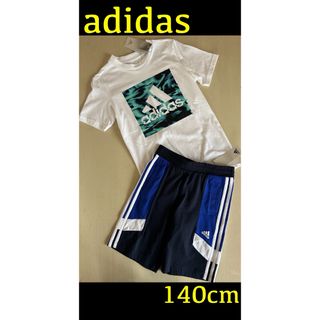 アディダス(adidas)の新品タグ付　adidasアディダス　140cmセットアップ　ホワイト×ネイビー(Tシャツ/カットソー)