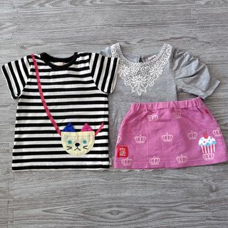 フタフタ(futafuta)のトップス&スカート　3枚セット　半袖　90cm 100cm(Tシャツ/カットソー)