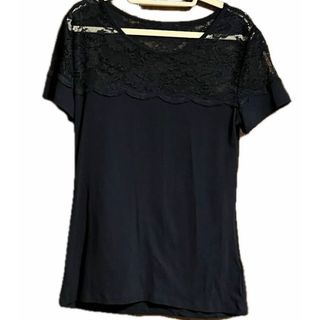 H&M - カットソー Tシャツ ブラック 黒 半袖 トップス 半袖Tシャツ　レース